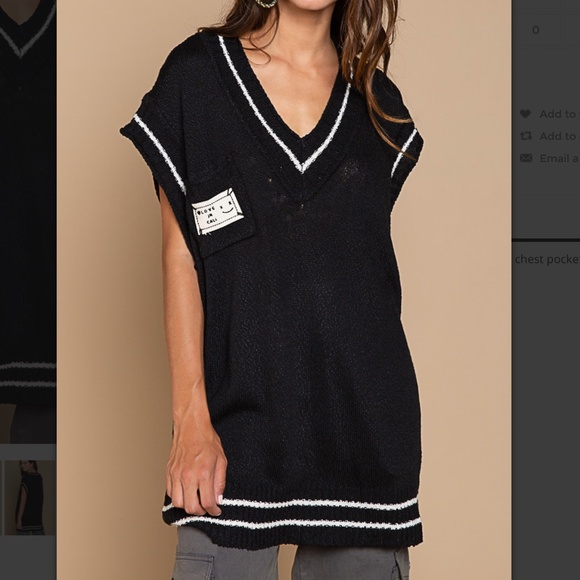 POL Sweaters - $26 START #159 Embroidered V-Neck Sleeveless Oversized Sweater Vest Top SR17